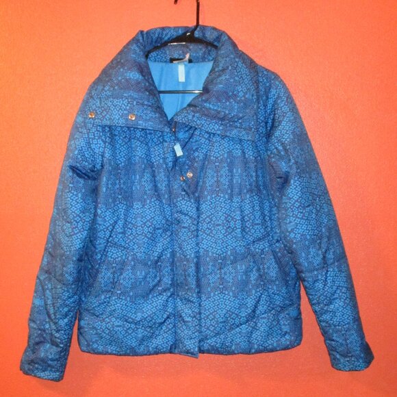 Patagonia Nano Puffer Woman Large Blue Black Full Zip Pockets Warm Outdoor Coat - Picture 1 of 10